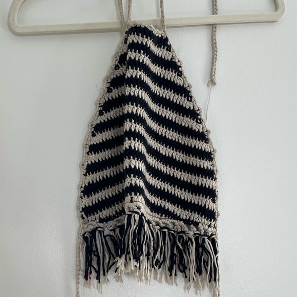 South Western Backless Fringe Croquet Crop Top - Picture 3 of 5